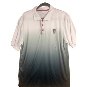 Colosseum NC State Wolfpack Polo Shirt Men’s L White Gray Ombre NCAA